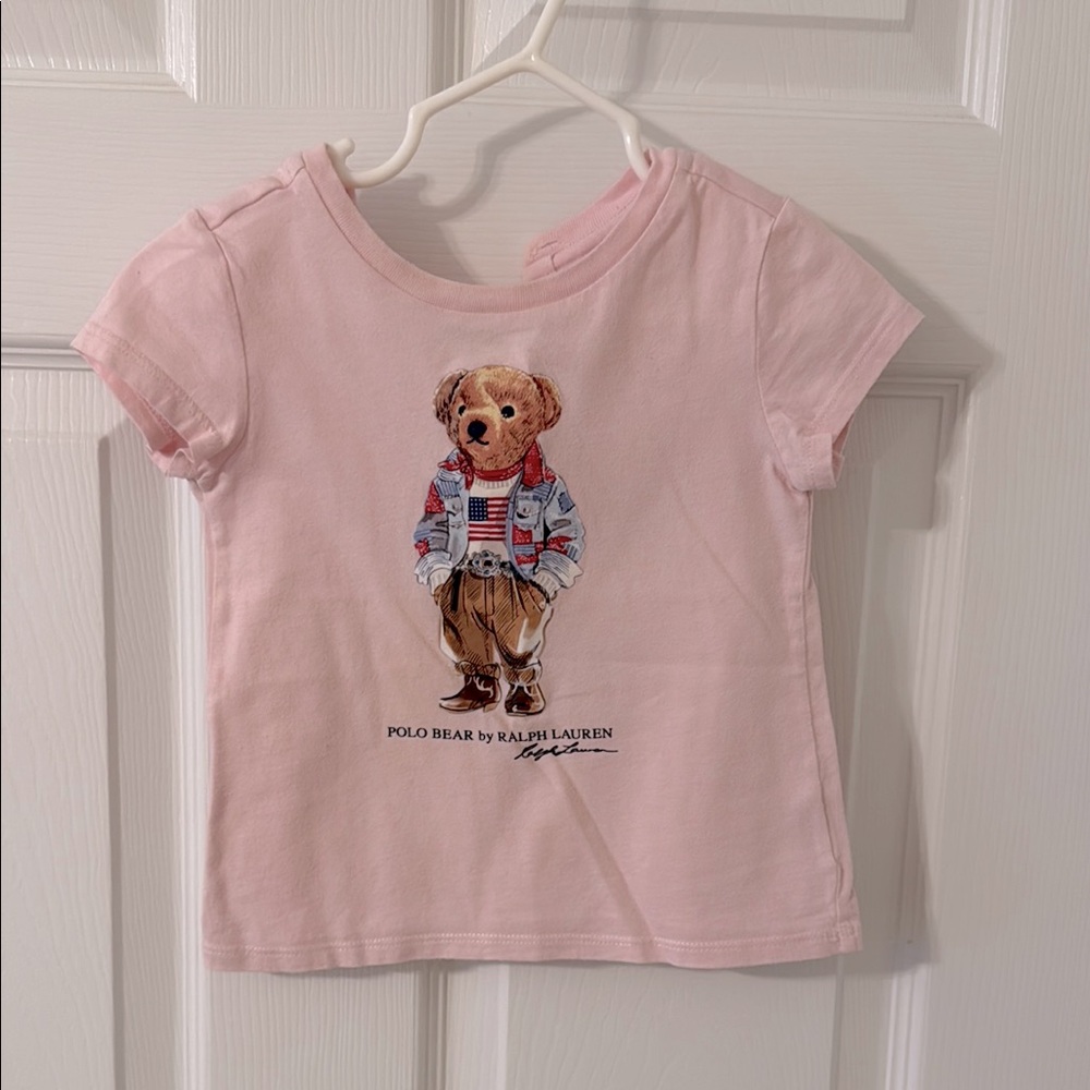 Ralph Lauren Pink Short Sleeve Tee with Teddy Bear Graphic